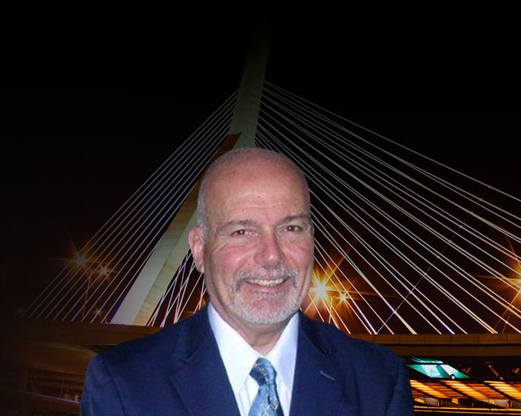 Picture of Robert D. Lewin with The Zakim Bridge behind